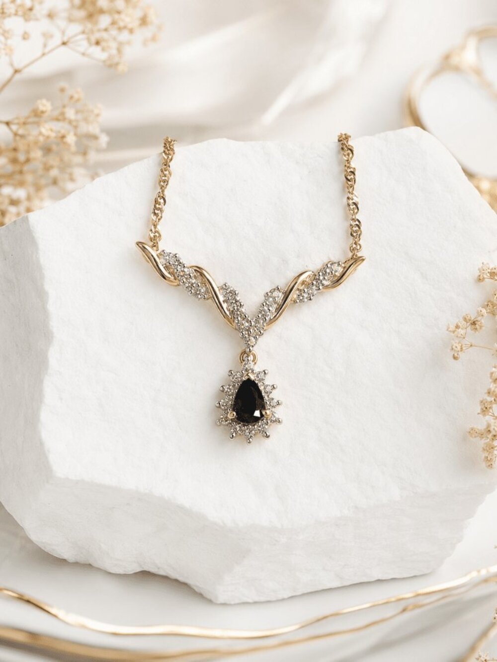 Midnight Elegance Sapphire & Diamond Necklace